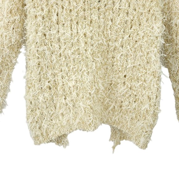 Janet Paris Open Front Cardigan Womens Size S/M Cream Gold Metallic Pockets NEW - Picture 13 of 16